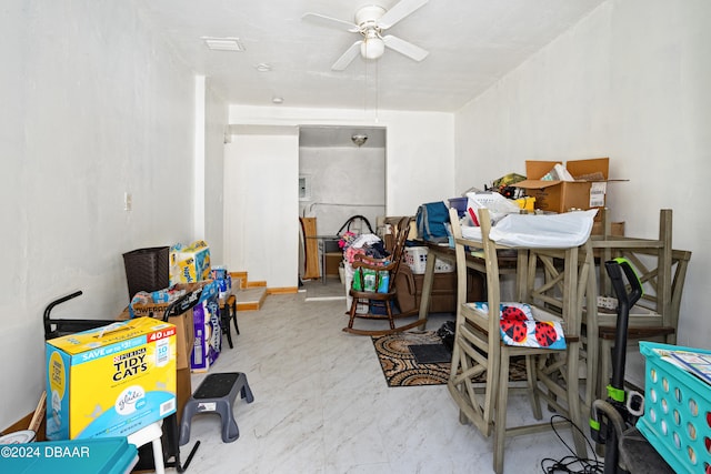 misc room with ceiling fan