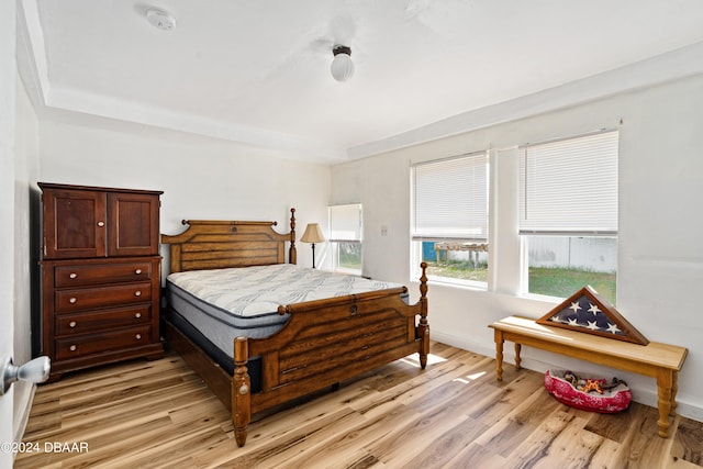 bedroom featuring light hardwood / wood-style flooring