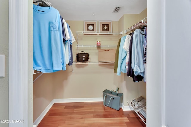 spacious closet with hardwood / wood-style floors