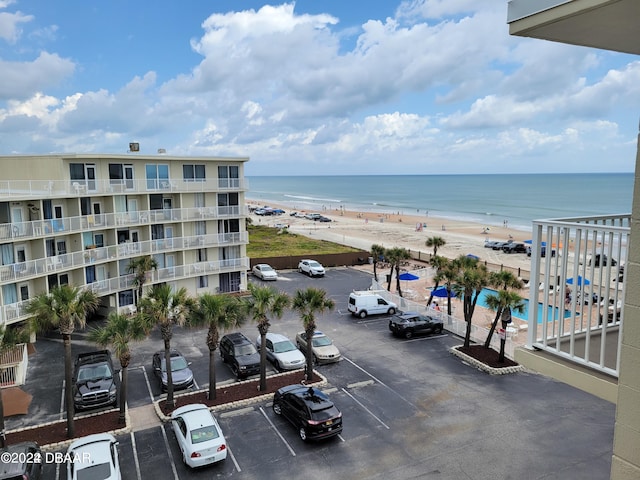 view of water feature with a view of the beach