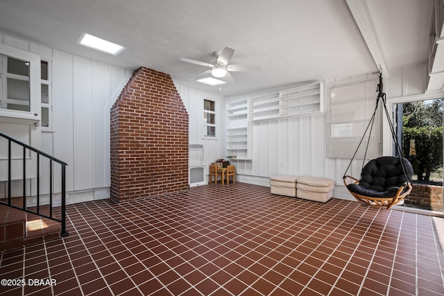 view of patio featuring ceiling fan