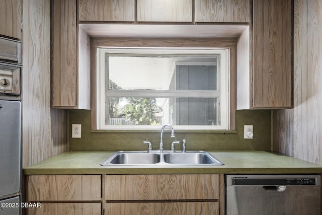 kitchen featuring dishwasher, sink, and decorative backsplash