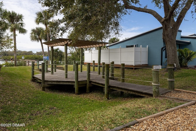 43 Jacaranda Cay Ct Unit 430, New Smyrna Beach, FL 32169 - exterior space with a lawn, fence, and a pergola