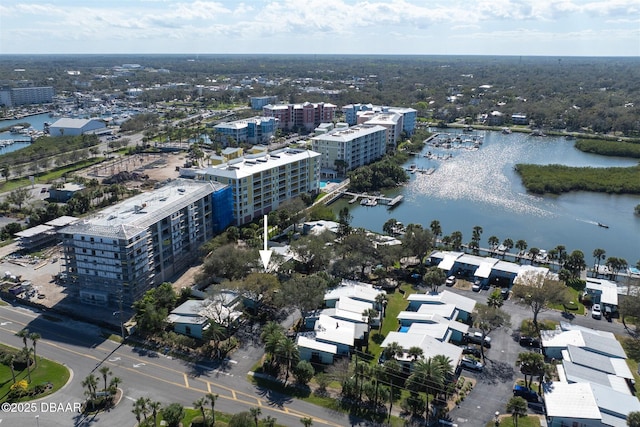 43 Jacaranda Cay Ct Unit 430, New Smyrna Beach, FL 32169 - birds eye view of property featuring a water view