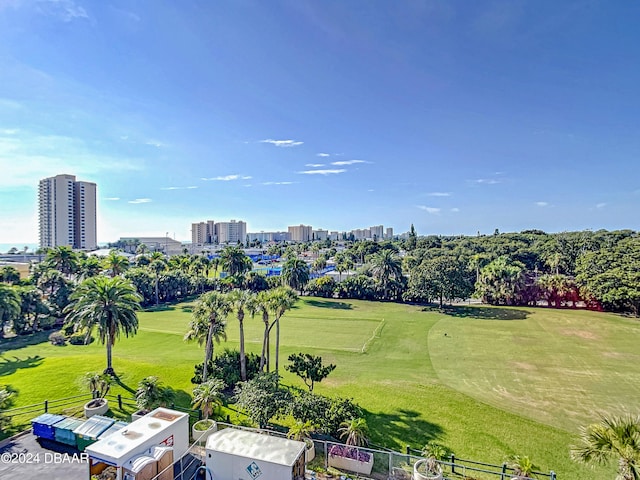 drone / aerial view featuring a city view