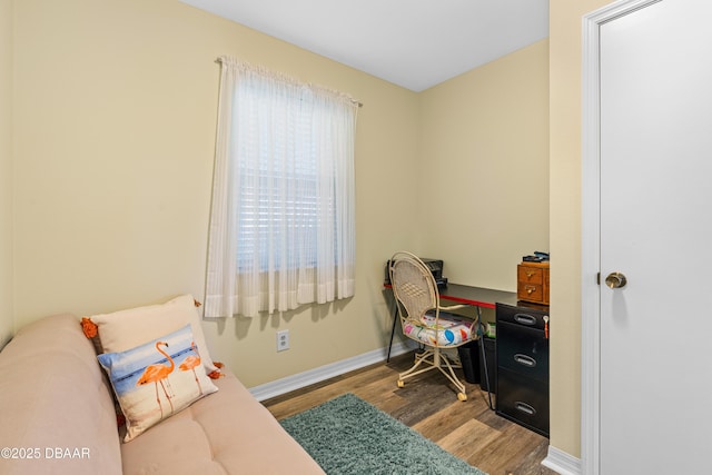 office featuring wood finished floors and baseboards