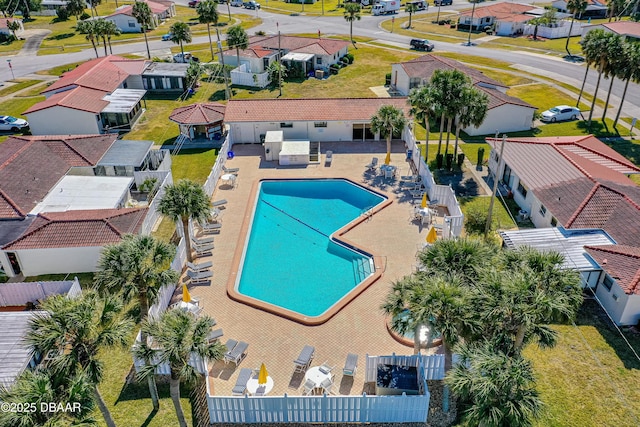 aerial view featuring a residential view