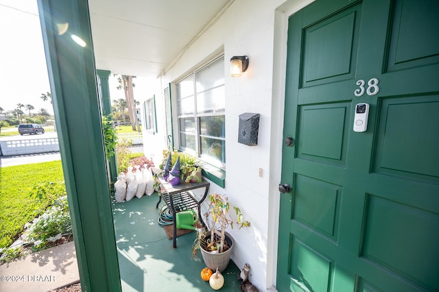 property entrance with a porch