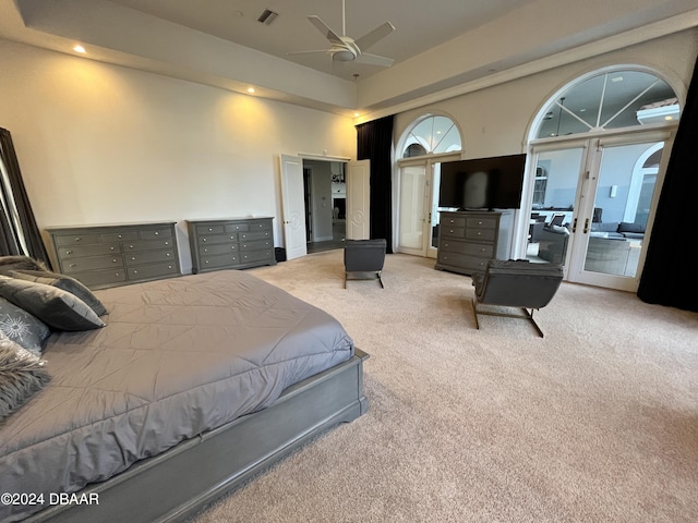 2540 Taxiway Echo, Port Orange, FL 32128 - carpeted bedroom featuring access to exterior, a high ceiling, and recessed lighting
