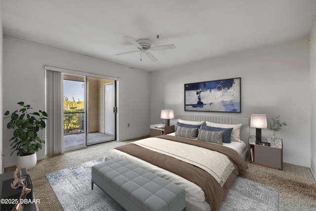 464 Bouchelle Dr Unit 104, New Smyrna Beach, FL 32169 - carpeted bedroom featuring a ceiling fan and access to outside