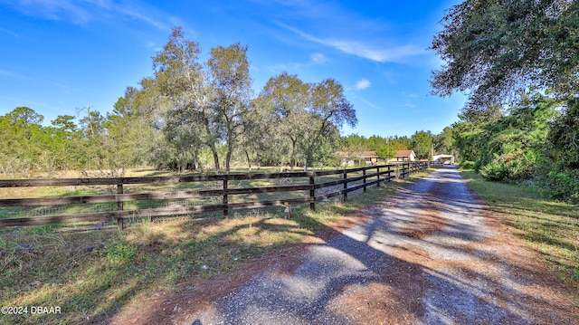 view of street with a rural view