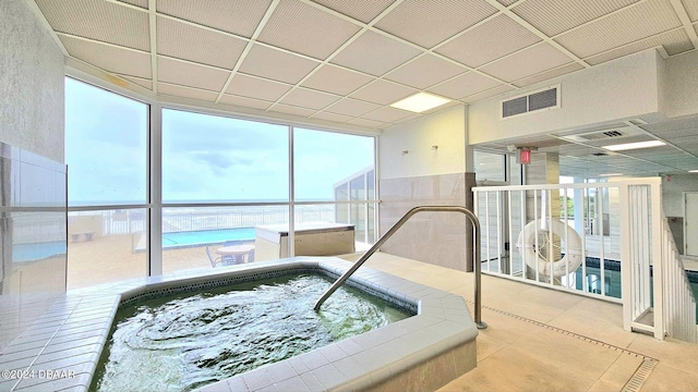 interior space featuring an indoor hot tub