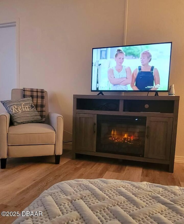 sitting room featuring light hardwood / wood-style floors