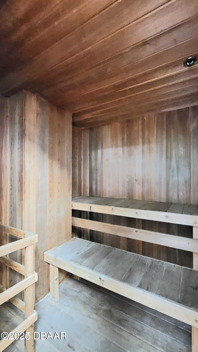 view of sauna / steam room featuring concrete flooring