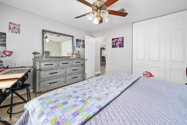 49 Bosarvey Cir, Ormond Beach, FL 32176 - bedroom featuring a closet and a ceiling fan