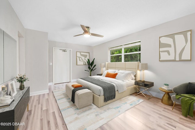 49 Bosarvey Cir, Ormond Beach, FL 32176 - bedroom featuring light wood finished floors and ceiling fan