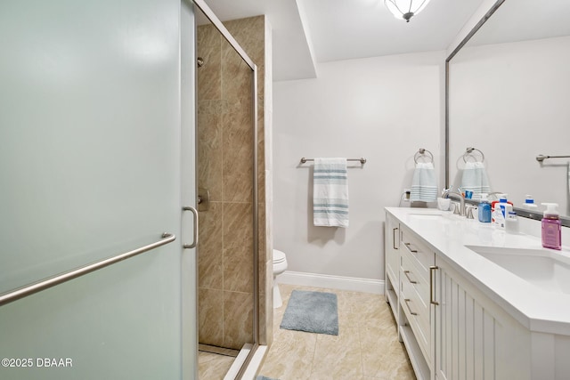 49 Bosarvey Cir, Ormond Beach, FL 32176 - full bathroom featuring double vanity, a stall shower, and tile patterned floors