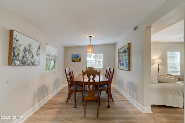 dining room with light wood-type flooring