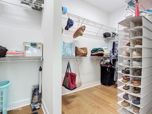 walk in closet featuring wood-type flooring