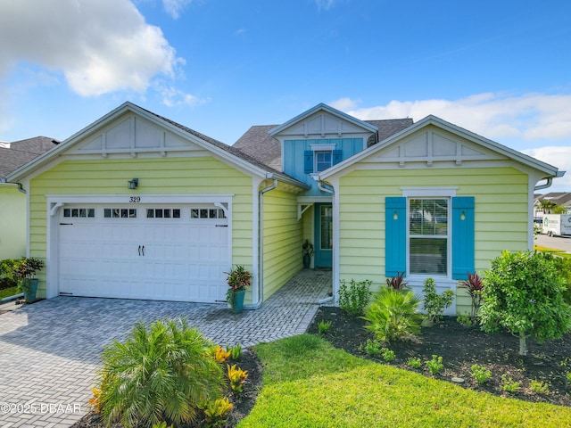 view of front of house with a garage