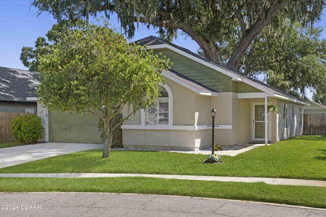 3457 Martingale Ct, Port Orange, FL 32129 - single story home with driveway, an attached garage, and stucco siding
