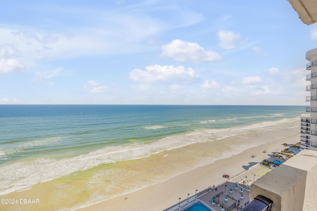 view of water feature with a view of the beach