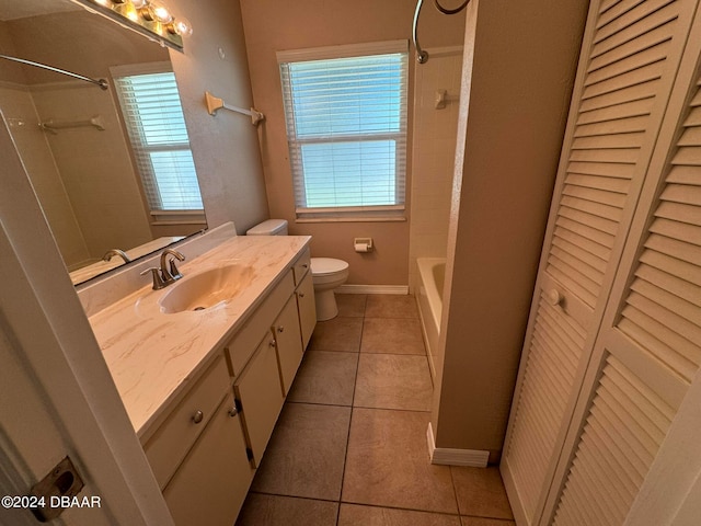 bathroom featuring tile patterned flooring, vanity, and toilet