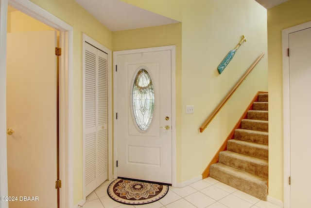 foyer with light tile patterned floors