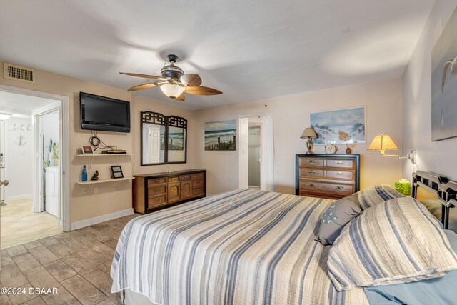 bedroom featuring ceiling fan