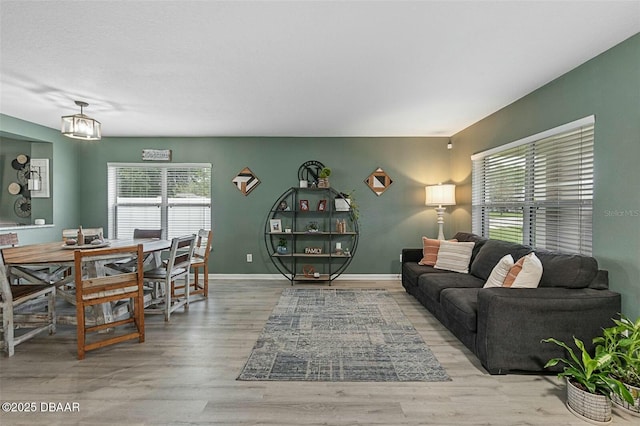 living room featuring light hardwood / wood-style floors