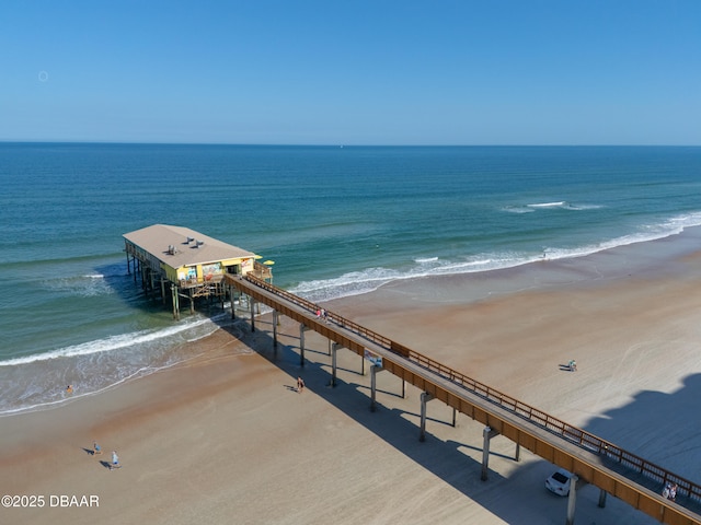 exterior space with a beach view