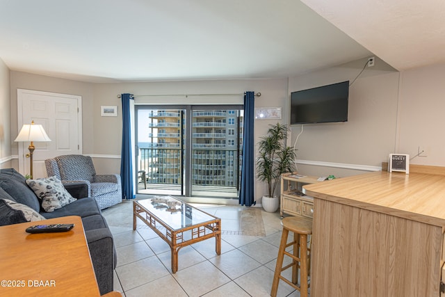 view of tiled living room