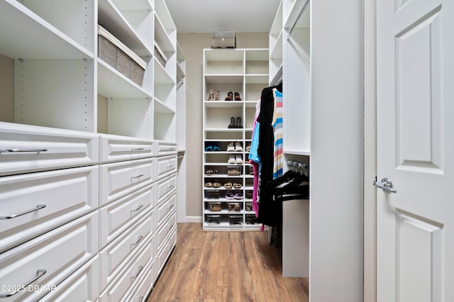 walk in closet featuring hardwood / wood-style flooring