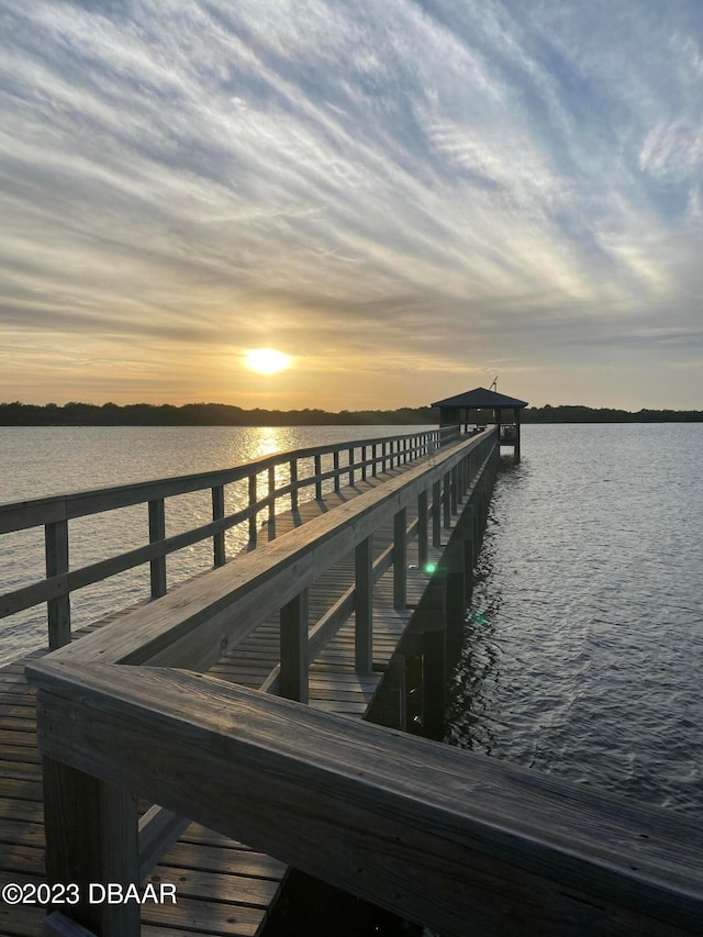 view of dock featuring a water view