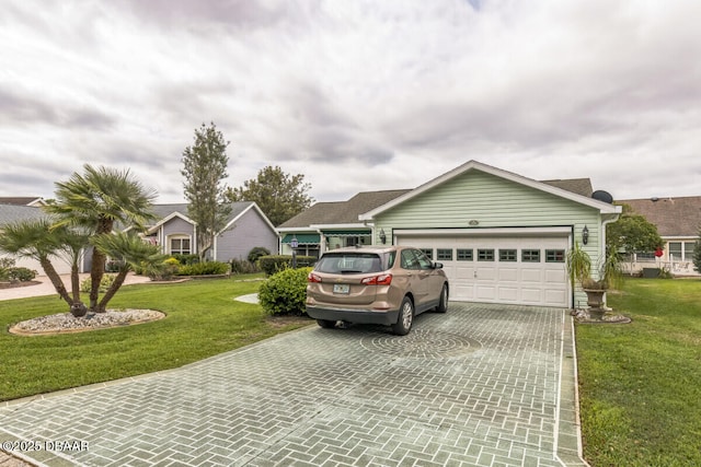 510 Torres Pl, Lady Lake, FL 32159 - ranch-style home featuring a garage, decorative driveway, and a front yard