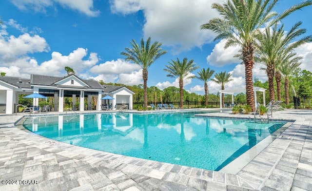 view of pool featuring a patio area