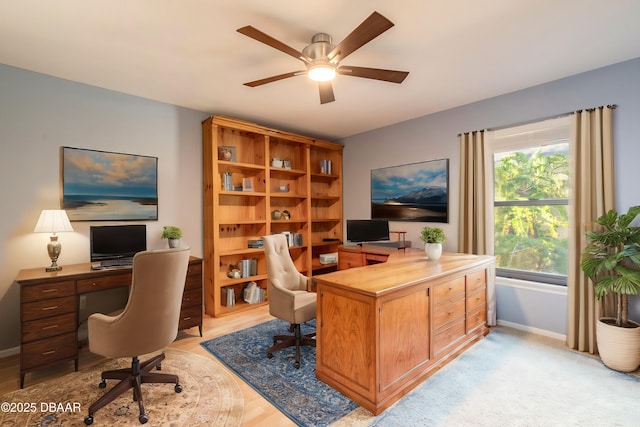 home office featuring ceiling fan