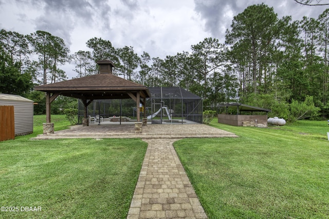 255 Woodhaven Cir W, Ormond Beach, FL 32174 - view of green lawn with a patio and a gazebo