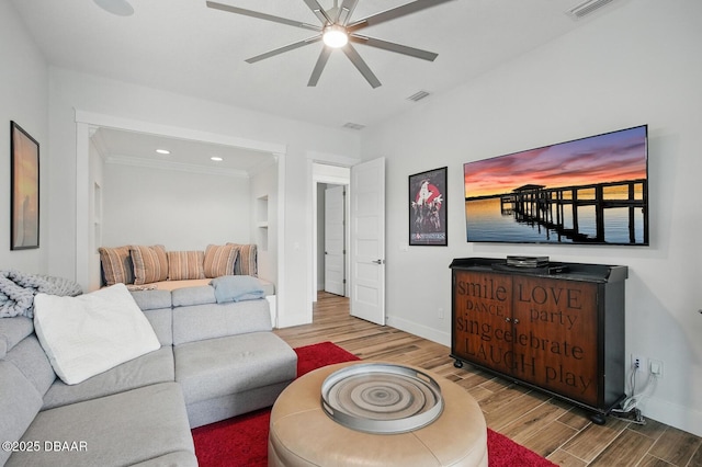 3236 Modena Way, New Smyrna Beach, FL 32168 - living area featuring wood finished floors and ceiling fan