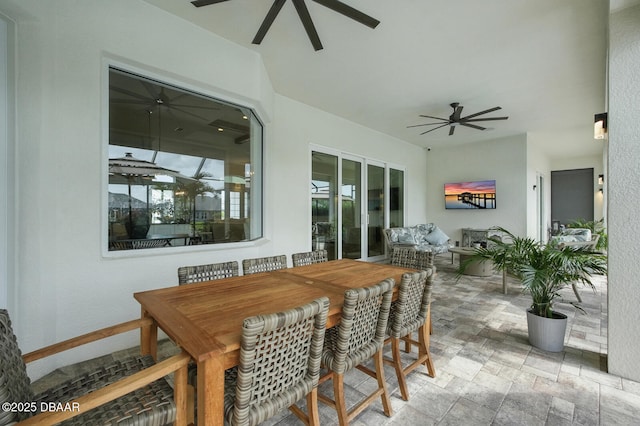 3236 Modena Way, New Smyrna Beach, FL 32168 - view of patio featuring ceiling fan and outdoor dining area