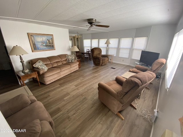 55705 Keith St, Astor, FL 32102 - living area with a ceiling fan and wood finished floors