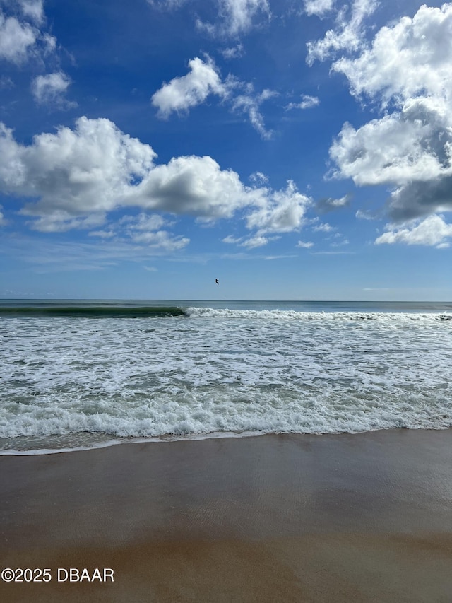 view of water feature featuring a beach view