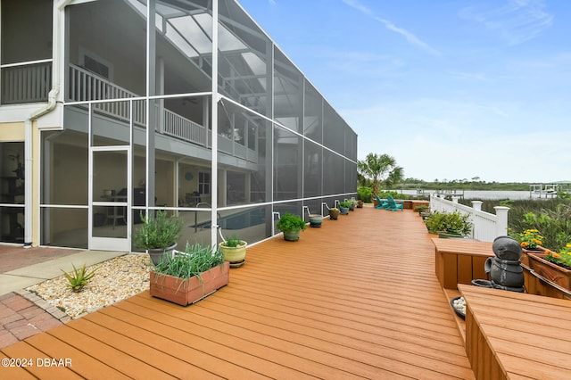 deck with a lanai