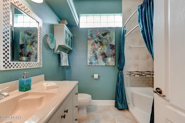 3102 N Springwater Ct N, Port Orange, FL 32128 - bathroom with vanity, shower / bath combination with curtain, plenty of natural light, and tile patterned floors