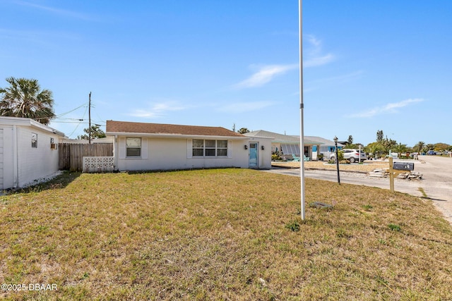 exterior space with fence and a lawn