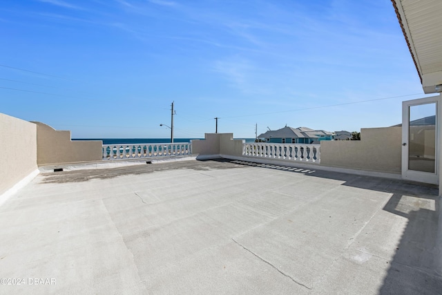 view of patio / terrace featuring a water view