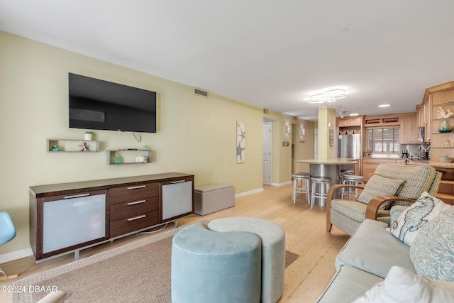 living room with light wood-type flooring