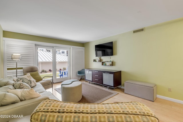 living room featuring light wood-type flooring