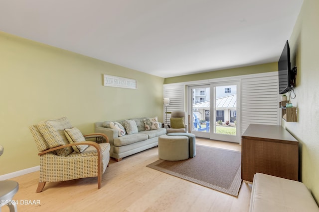 living room featuring light wood-type flooring