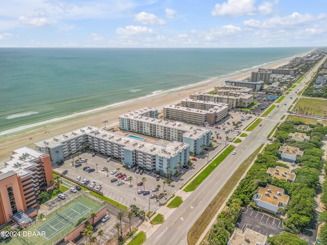 bird's eye view with a view of the beach and a water view